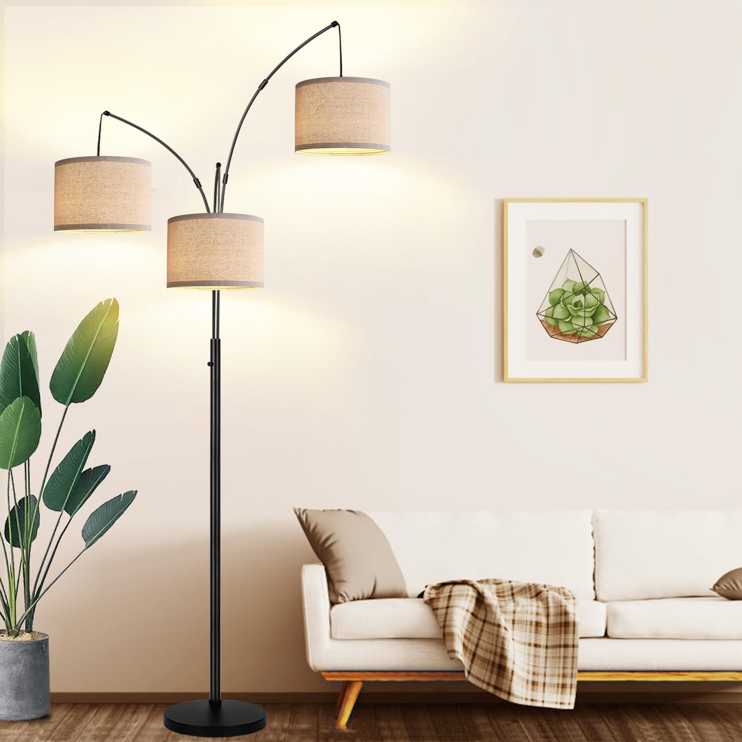 Dimmable Floor Lamp with 3-Lights by Nintiue – Elegant and Stylish for Any Room – 3 LED Bulbs Included Pakagi 4