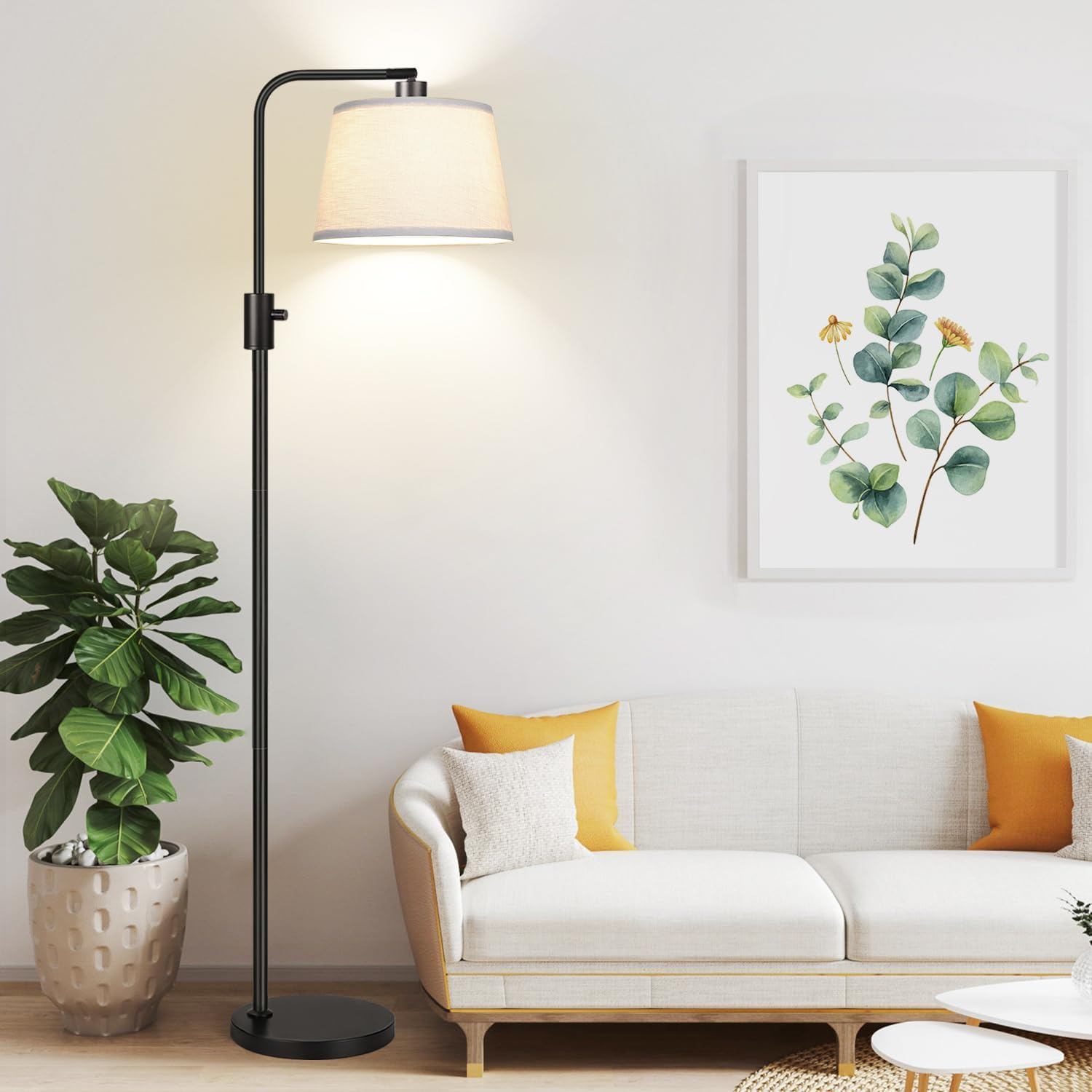 Modern Fully Dimmable Floor Lamp with 1000 Lumens LED Bulb – Arc Standing Lamp for Living Room, Bedroom, Office – Tall Lamp with Linen Shade – Black Pakagi 8 Modern Fully Dimmable Floor Lamp with 1000 Lumens LED Bulb – Arc Standing Lamp for Living Room, Bedroom, Office – Tall Lamp with Linen Shade – Black Pakagi 8