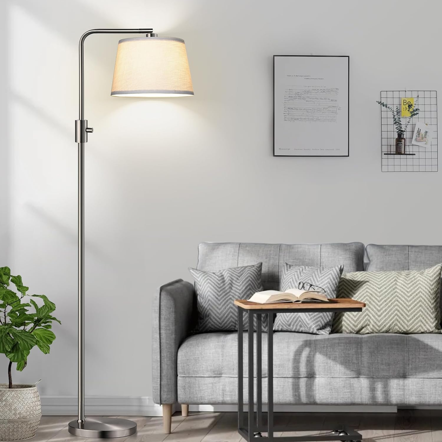 Modern Fully Dimmable Floor Lamp with 1000 Lumens LED Bulb – Arc Standing Lamp for Living Room, Bedroom, Office – Tall Lamp with Linen Shade – Black Pakagi 4 Modern Fully Dimmable Floor Lamp with 1000 Lumens LED Bulb – Arc Standing Lamp for Living Room, Bedroom, Office – Tall Lamp with Linen Shade – Black Pakagi 4