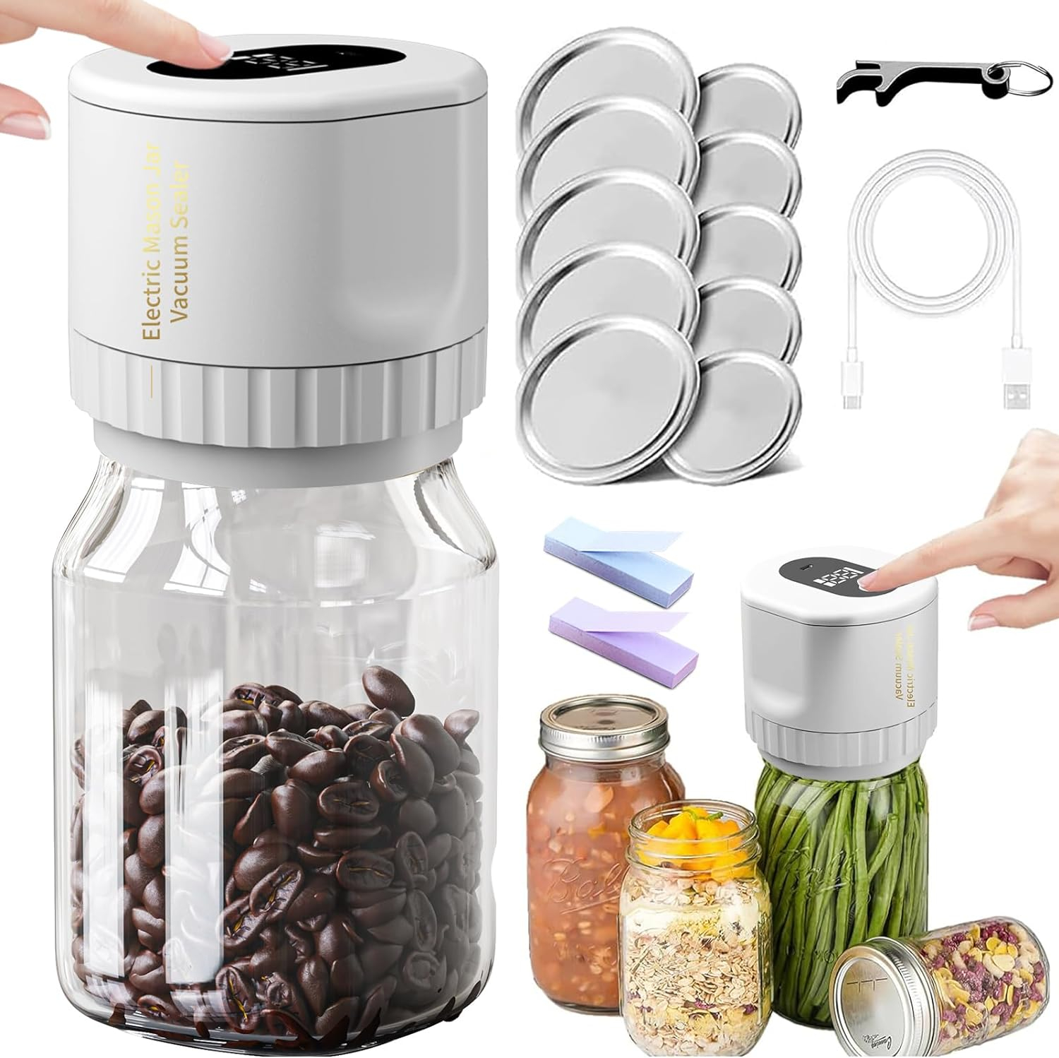 PixieMIX Electric Mason Jar Vacuum Sealer – Cordless Sealer for Freshness Preservation and Flavor Retention Pakagi 4 PixieMIX Electric Mason Jar Vacuum Sealer – Cordless Sealer for Freshness Preservation and Flavor Retention Pakagi 4