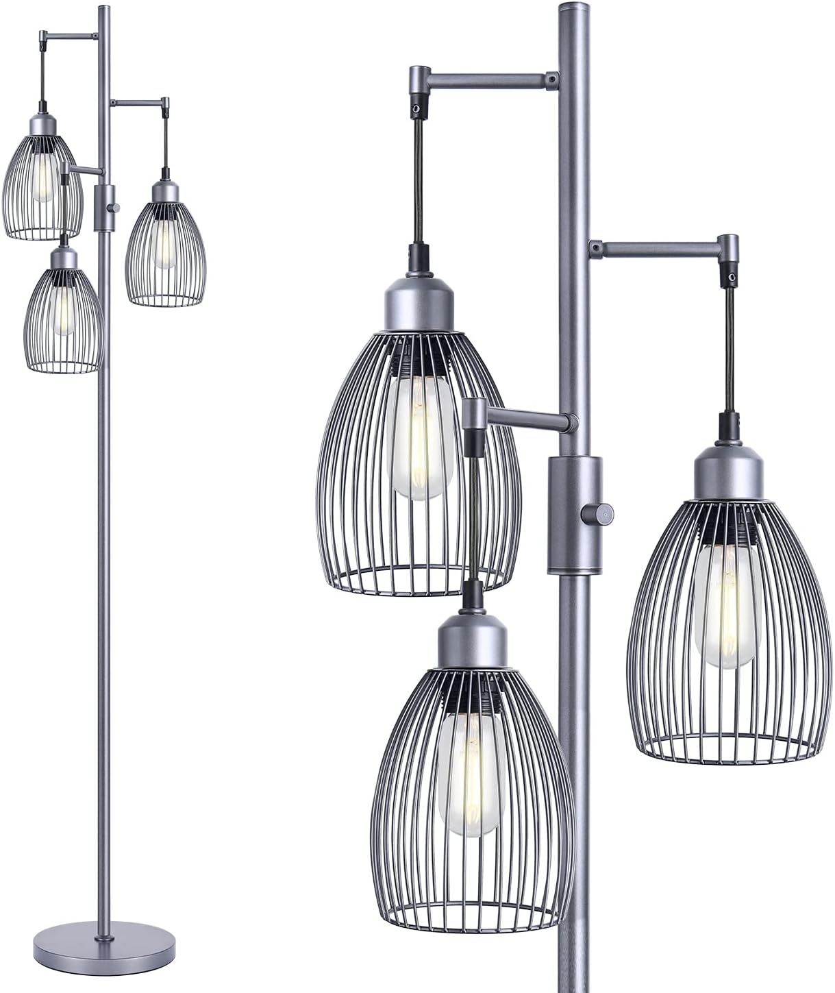 Dimmable Floor Lamp with Birdcage Lampshade – Elegant and Stable – 3 LED Bulbs Included Pakagi 6 Dimmable Floor Lamp with Birdcage Lampshade – Elegant and Stable – 3 LED Bulbs Included Pakagi 6