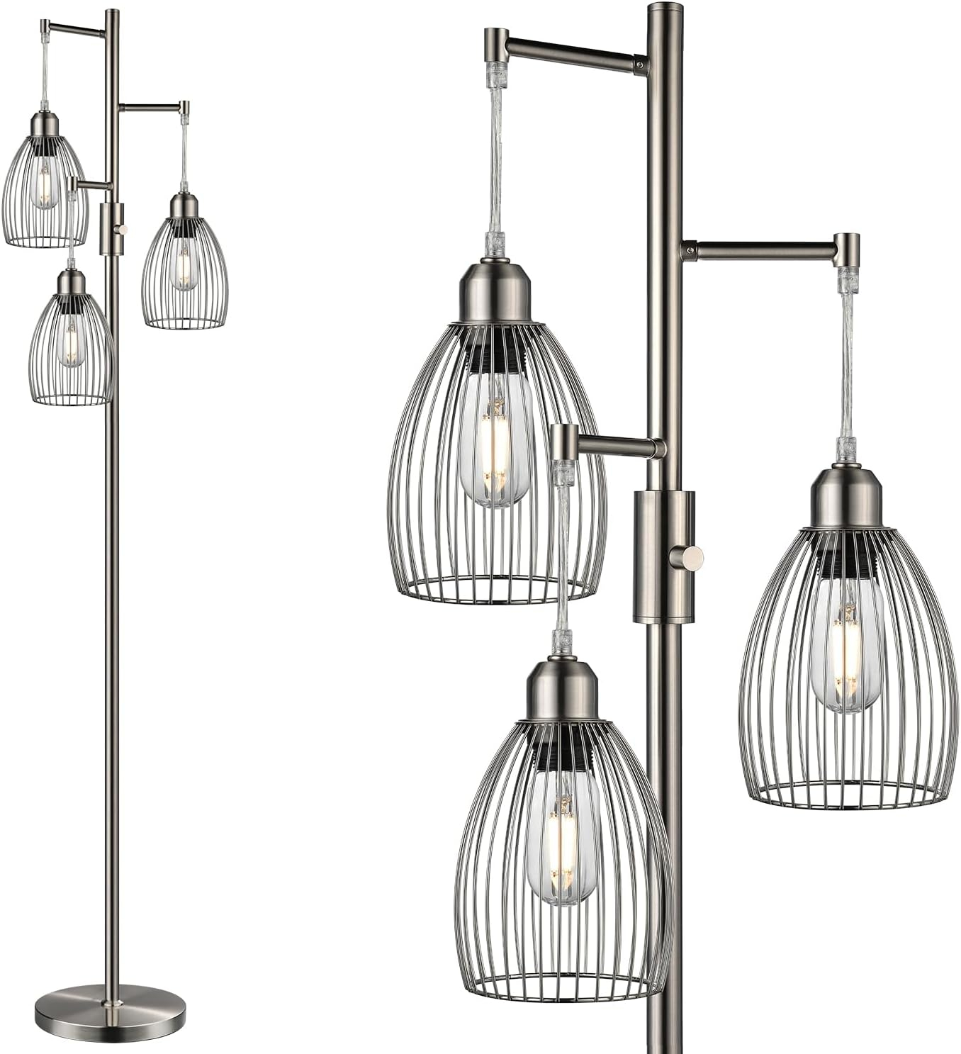 Dimmable Floor Lamp with Birdcage Lampshade – Elegant and Stable – 3 LED Bulbs Included Pakagi 4 Dimmable Floor Lamp with Birdcage Lampshade – Elegant and Stable – 3 LED Bulbs Included Pakagi 4