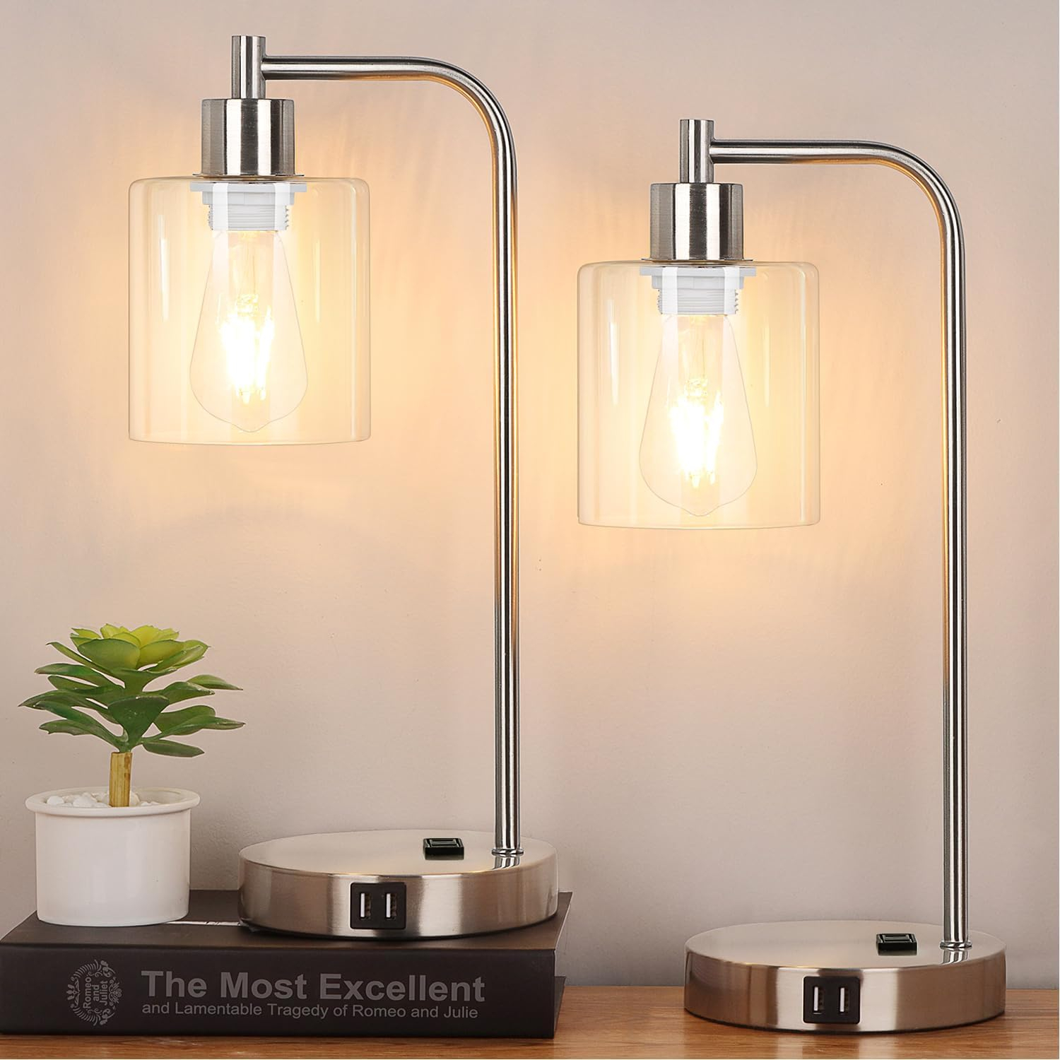 Industrial Touch Control Table Lamp with USB Ports and AC Outlet – 3-Way Dimmable, 2 Free LED Bulbs Included Pakagi 4 Industrial Touch Control Table Lamp with USB Ports and AC Outlet – 3-Way Dimmable, 2 Free LED Bulbs Included Pakagi 4