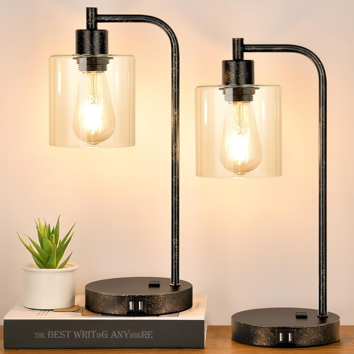 Industrial Touch Control Table Lamp with USB Ports and AC Outlet – 3-Way Dimmable, 2 Free LED Bulbs Included Pakagi 7 Industrial Touch Control Table Lamp with USB Ports and AC Outlet – 3-Way Dimmable, 2 Free LED Bulbs Included Pakagi 7