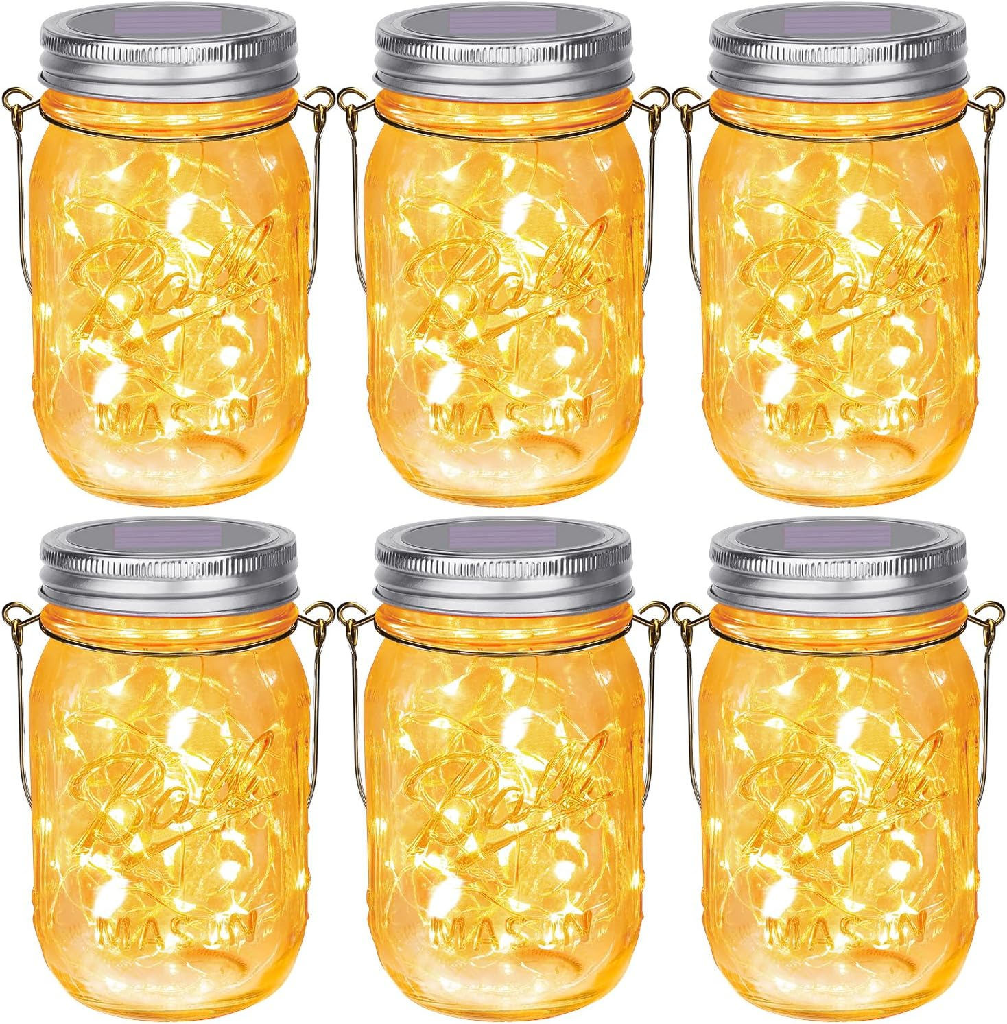 6 Pack Solar Mason Jar Lights – Waterproof 30 LED Fairy Lights for Outdoor Patio, Garden, Wedding, Home Decor Pakagi 3 6 Pack Solar Mason Jar Lights – Waterproof 30 LED Fairy Lights for Outdoor Patio, Garden, Wedding, Home Decor Pakagi 3