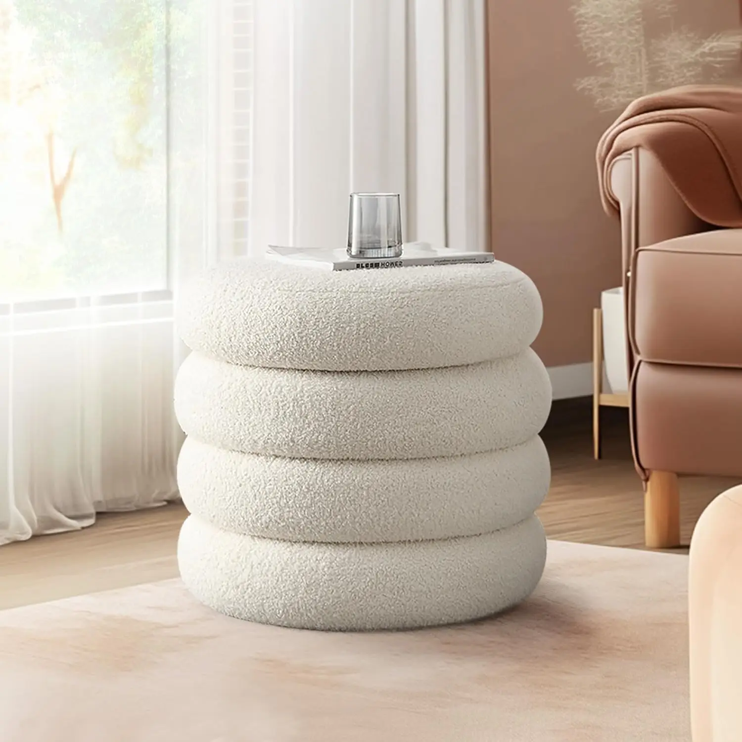 20.1″ Round Sherpa Pouf Ottoman – Storage Footrest & Stylish Seat Pakagi 6 20.1″ Round Sherpa Pouf Ottoman – Storage Footrest & Stylish Seat Pakagi 6