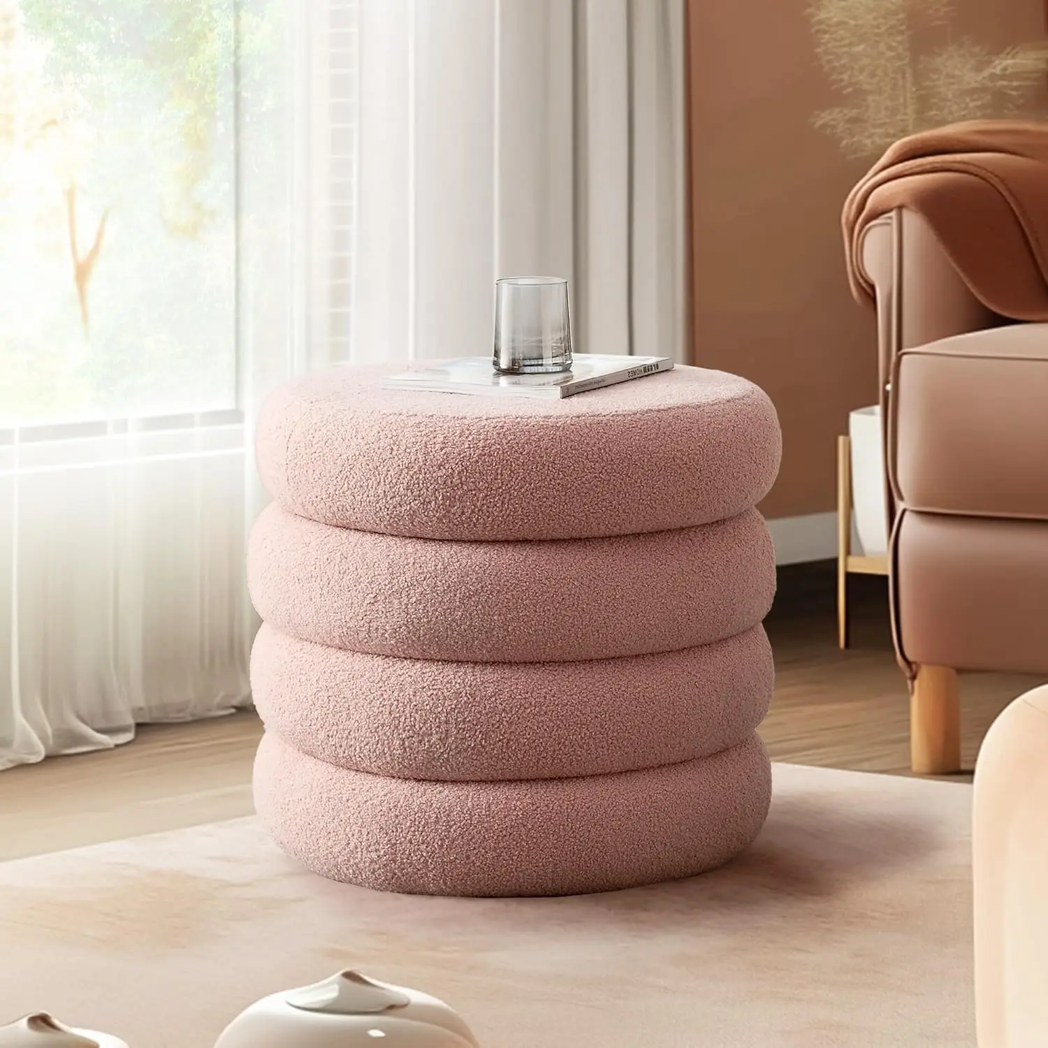 20.1″ Round Sherpa Pouf Ottoman – Storage Footrest & Stylish Seat Pakagi 4 20.1″ Round Sherpa Pouf Ottoman – Storage Footrest & Stylish Seat Pakagi 4