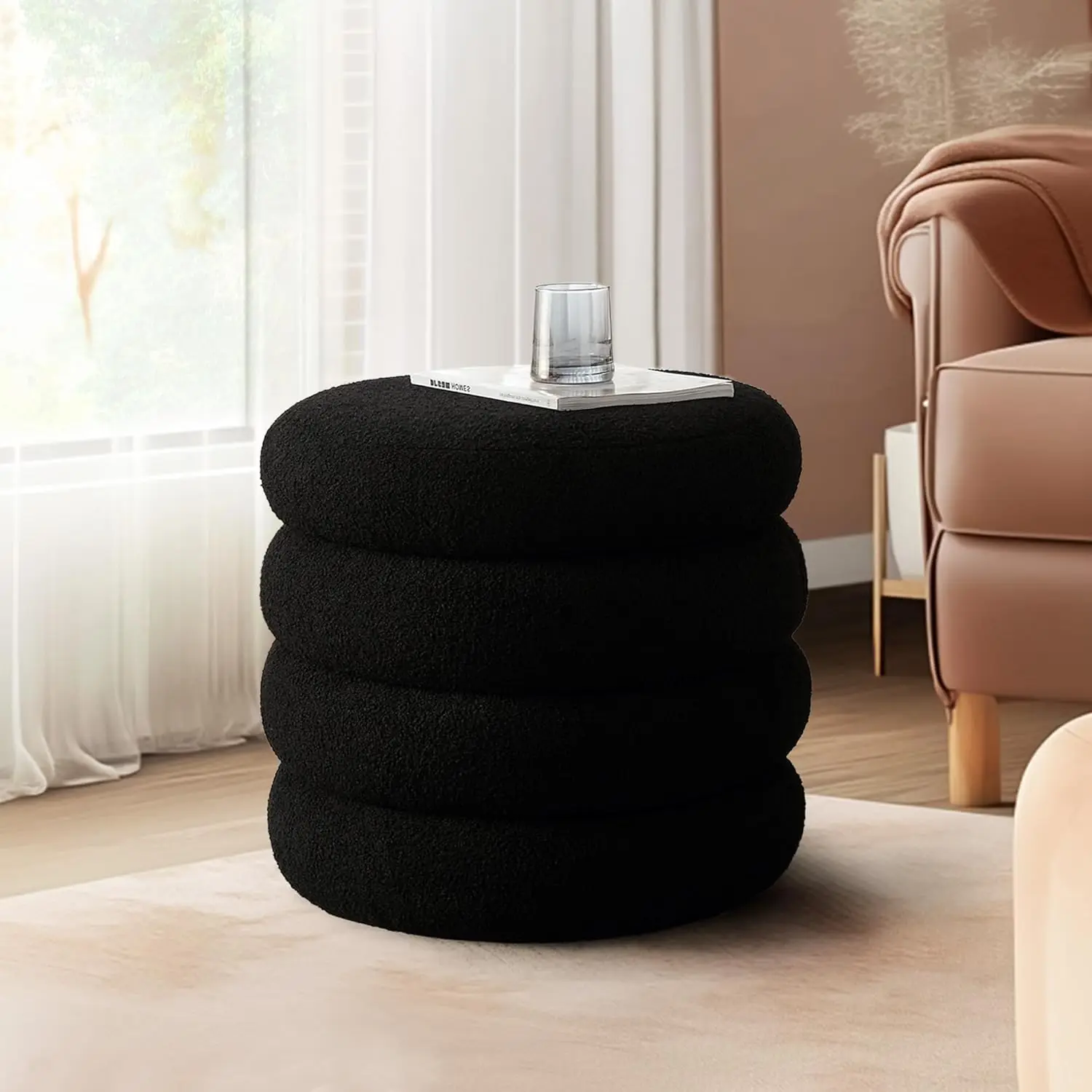 20.1″ Round Sherpa Pouf Ottoman – Storage Footrest & Stylish Seat Pakagi 3 20.1″ Round Sherpa Pouf Ottoman – Storage Footrest & Stylish Seat Pakagi 3